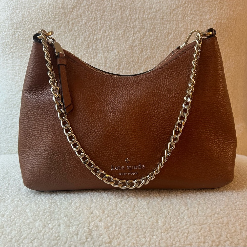 Kate Spade New York Leather Convertible Crossbody Bag in Warm Gingerbread.